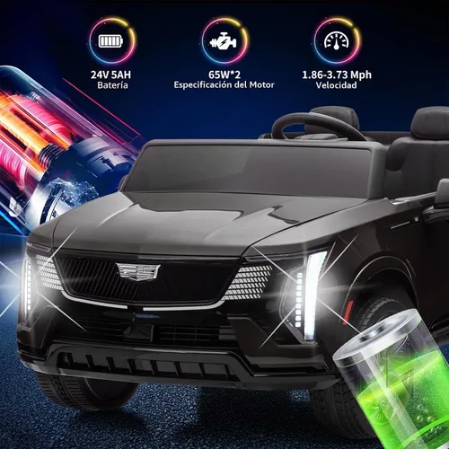 Vista 2 de GarveeLife - Coche eléctrico de 24 V y 2 plazas para niños con licencia Cadillac Negro