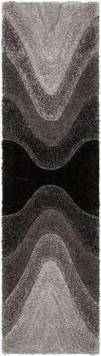 Vista 3 de Well Woven Luze - Alfombra geométrica de felpa suave y gruesa con textura 3D, color negro, 2 x 7 pies (2 pies 3 pulgadas x 7 pies 3 pulgadas)