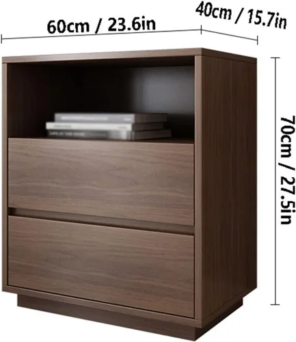 Vista 3 de HIHELO Mesa auxiliar para sala de estar, sofá, mesa auxiliar de doble cajón, moderna para el hogar, sala de estar, pequeña mesa auxiliar