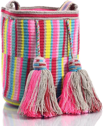 Vista 4 de WYOU Designer Collection, Handwoven Hobo Bucket Bag in Wayuu Crochet