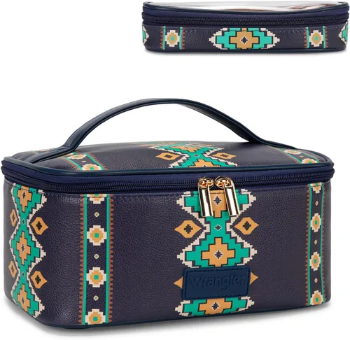 Vista 26 de Wrangler - Bolsa de maquillaje de viaje, 2 piezas, bolsa de cosméticos con Vaca café