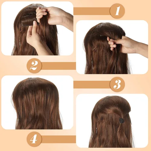 Vista 3 de WILLBOND 3 pinzas invisibles para el pelo falso, almohadilla aumentada, base de cabello de volumen esponjoso, herramienta de inserción