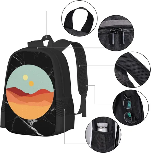 Vista 4 de RUAPIA-Two-Suns-Backpack, Lightweight Backpack Casual Daypack, Bookbag for Men Women
