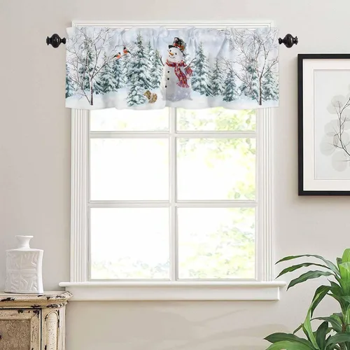 Vista 17 de Cortina de ventana ajustable con lazos para ventana, cenefa de cocina para sala de estar, arte abstracto, sol y arco iris, bolsillo para barra