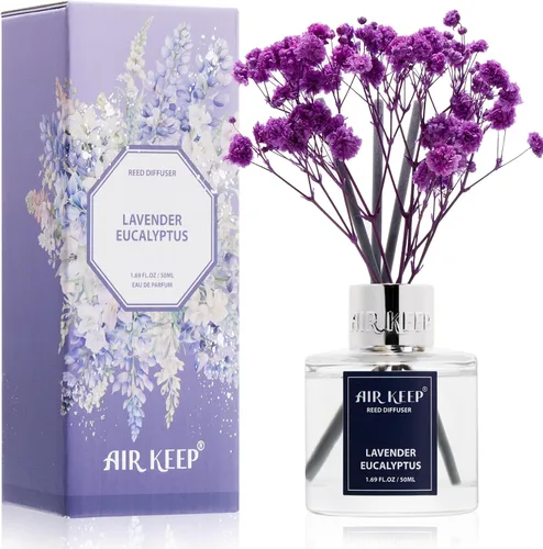 Vista 62 de Airkeep Juego de difusor de varillas – 3.38 onzas líquidas (3.4 fl oz), difusor de aroma de bambú para el hogar, incluye 8 varillas difusoras