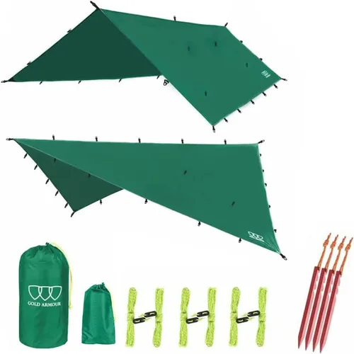 Vista 17 de Gold Armour - Toldo para lluvia para hamaca de lona, calidad premium, 14.7 pies, 12 pies, 10 pies, 8 pies, cubierta de toldo para lluvia, toldo