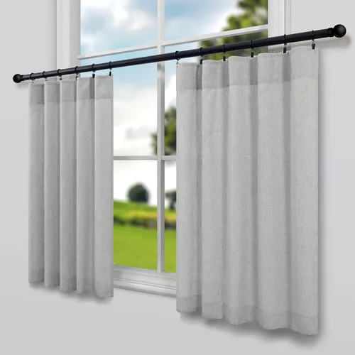 Vista 38 de Pitalk Cortinas de lino para café de 24 pulgadas de largo, con bolsillo trasero, plisadas, estilo bohemio, granja, cocina, cortinas para ventana