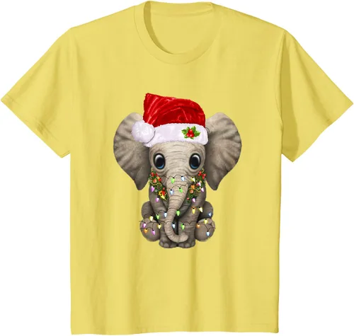 Vista 43 de Lindo elefante de Navidad luz divertido elefante amante de Navidad regalo camiseta Negro