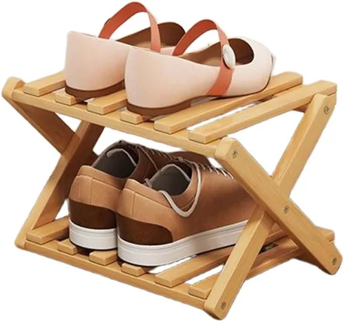 Vista 18 de YYW Zapatero de bambú para entrada, estantes de zapatos de pie libre, estante de armario, organizador vertical plegable de almacenamiento de zapatos