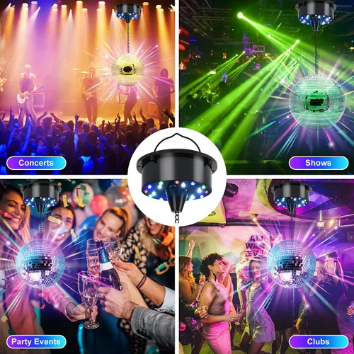 Vista 7 de Motor de Bola de Discoteca Giratoria NuLink de 6 RPM con Luz, Bolas de Espejo de Discoteca en Modo Dual para Discoteca Interior, DJ, Decoración