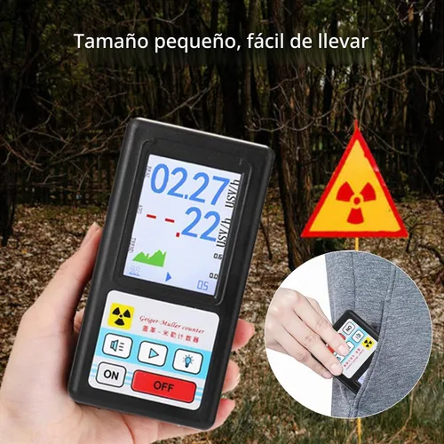 Vista 8 de Geiger profesional detector de radiación nuclear portátil beta gamma dosímetro de rayos X con pantalla LCD ±10% recargable para inspección