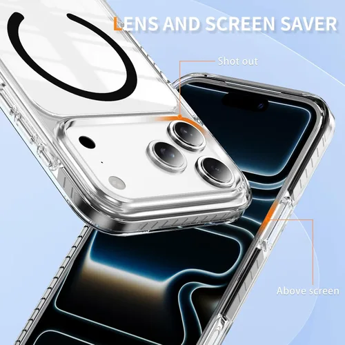 Vista 6 de LEMAXELERS Funda magnética transparente para iPhone 18 Pro Max, color negro