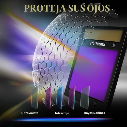 Vista 8 de TRQWH - Casco de soldadura con visión grande, oscurecimiento automático, con luz LED