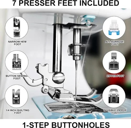 Vista 4 de Máquina de coser para principiantes, máquina de coser para adultos, 505 nuevas máquinas de coser Pro Starter mejoradas con mesa de extensión -7 pies