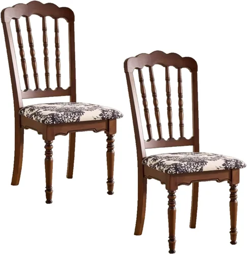 Vista 17 de Wooden Dining Chairs Set of 4 Upholstered Kitchen Chair with Slatted Backrest, Classic Armless Dining Chair for Restaurants/Kitchens(Fabric Cushion