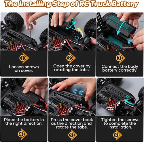 Vista 6 de Jelife Autos RC 1:16 sin escobillas para adultos, camión de control remoto rápido de 60 KPH 4WD de alta velocidad, autos de control remoto