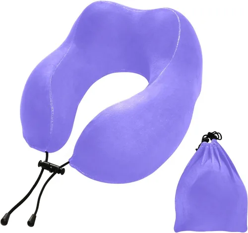 Vista 37 de Almohada de viaje azul real para cama de viaje de coche, almohada de espuma viscoelástica en forma de U para el cuello, color azul rey