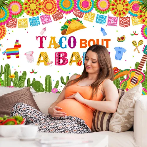 Vista 3 de Avezano Taco Bout a Baby - Fondo de fiesta mexicana para baby shower, pancarta temática de cactus neutro, 70.8 x 43.3 pulgadas