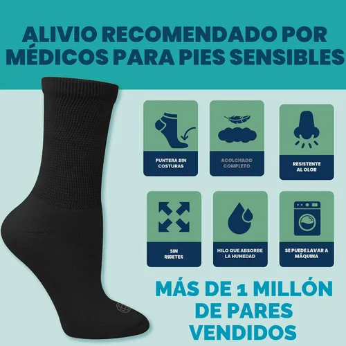 Vista 4 de Calcetines para diabéticos Doctor's Choice para hombre, calcetines sin costuras con parte superior sin uniones, 4 pares, talla grande 9-12 y XL 13-15