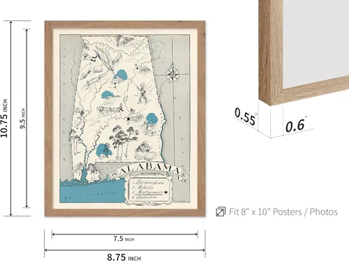 Vista 3 de Poster Master Póster de mapa vintage – Impresión retro de mapa de Alabama – Arte de mapa del estado de Alabama – Regalo para profesores