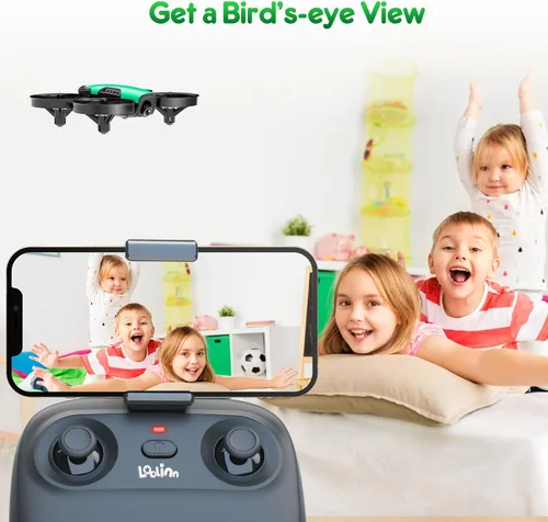 Vista 3 de Loolinn Dron para niños de 8 años o más, regalo con cámara, mini dron, cuadricóptero con control remoto con cámara ajustable de 90°, seguro