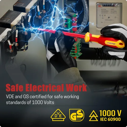 Vista 5 de Juego de 2 piezas de destornilladores aislados, juego de destornilladores de ranurado y Phillips delgados para electricistas aislados de 1000 V