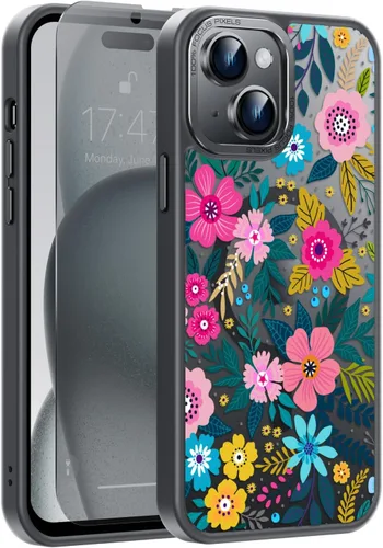 Vista 64 de Goodon para iPhone 15 Pro Max con protector de pantalla de privacidad, compatible con Magsafe, funda translúcida mate a prueba de golpes - Linda