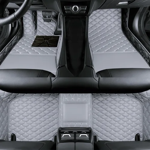 Vista 15 de Tapetes de cuero personalizados impermeables para automóvil, sedán, SUV, automóvil deportivo, negro, beige, para hombre y mujer (todo beige, 3D)