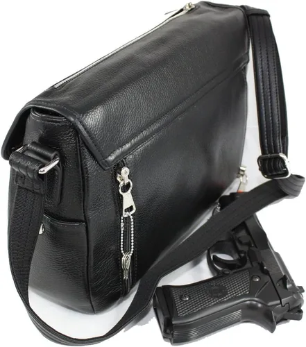 Vista 2 de Monedero de piel genuina estilo vintage múltiples bolsillos negro, Negro