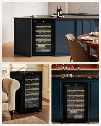 Vista 7 de Upstreman Refrigerador de vino de 24 botellas, puerta de cristal