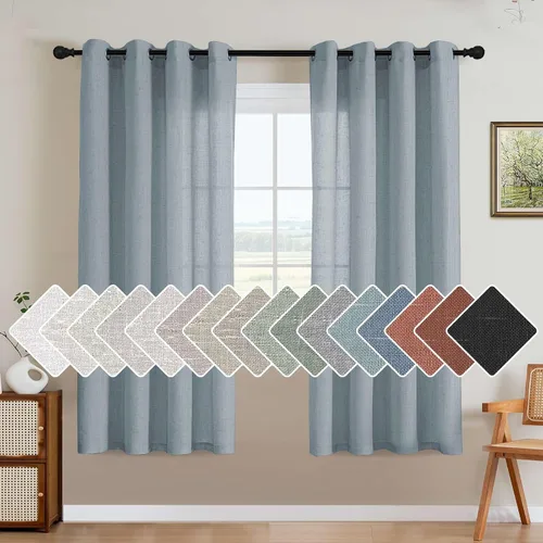 Vista 17 de H.VERSAILTEX Elegant - Cortinas texturizadas de lino natural mezclado con eficiencia energética, filtrado de luz, con ojales de níquel