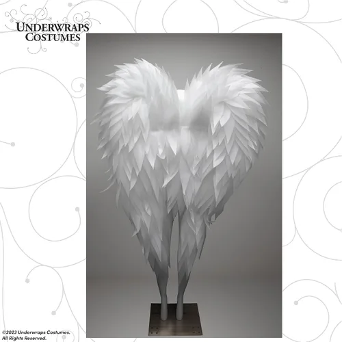 Vista 4 de UNDERWRAPS Disfraz grande de alas de ángel Disfraz de Halloween enorme para adultos, 5 pies de largo para sesión de fotos para hombres y mujeres