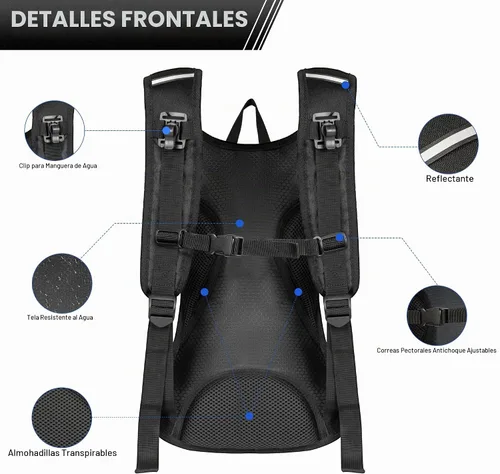 Vista 4 de OUTSKIRT Hydration Backpack with 2L Water Bladder, Lightweight and Breathable Running Hydration Pack, Water Backpack for Hiking, Cycling, Trail