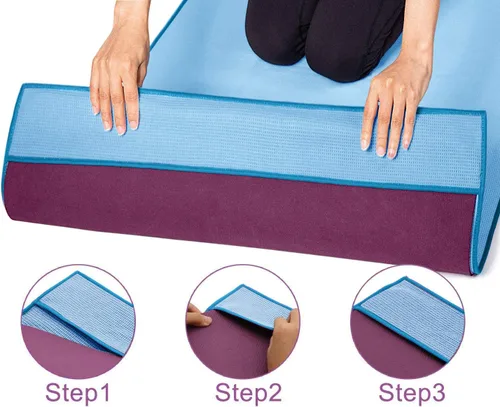 Vista 4 de Heathyoga Toalla de yoga caliente antideslizante, toalla de microfibra antideslizante, diseño exclusivo de bolsillos en las esquinas, doble agarre