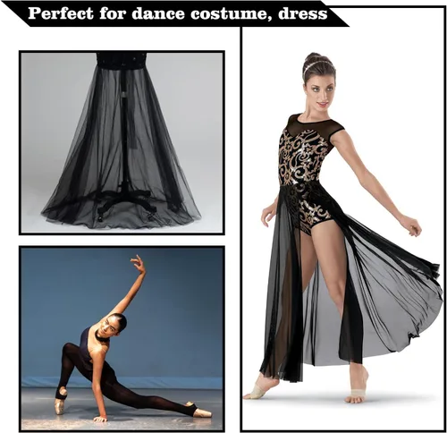 Vista 5 de Tela de malla elástica Power Mesh Superfina de 4 direcciones, nylon y spandex, malla transparente, 1 yarda de largo, 60" de ancho (Negro) Tela