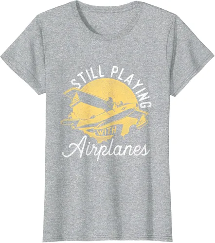 Vista 29 de Still Playing With Airplanes - Camiseta de control remoto RC Avión Piloto, Negro