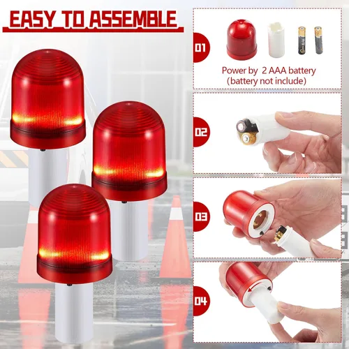 Vista 4 de VIHOSE 2 piezas de luces LED para conos de tráfico, cono de tráfico intermitente con 3 modos de parpadeo, luz de advertencia LED para conos
