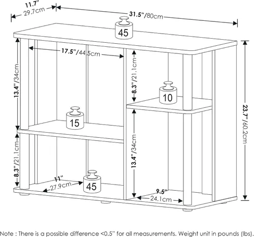 Vista 3 de Furinno Classic - Soporte con postes de plástico para televisores de hasta 40 pulgadas, color pino ámbar/negro