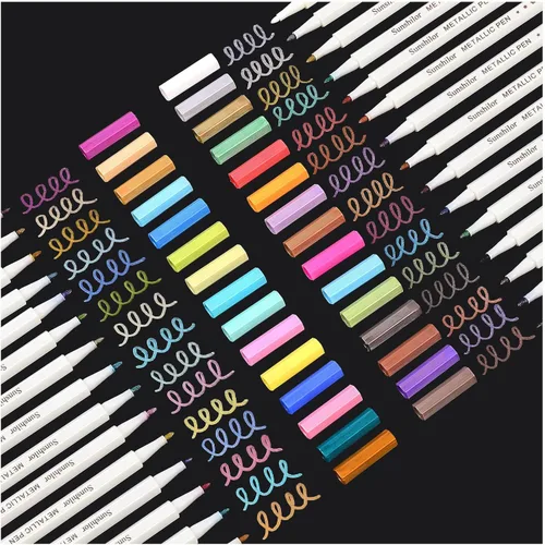 Vista 10 de Sunshilor Marcadores metálicos de punta fina para papel negro, pintura roca, huevo de Pascua, calabaza de Halloween, fabricación de tarjetas, metal