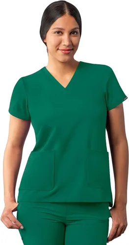Vista 24 de Adar Addition - Ropa quirúrgica para mujer, moderna camiseta médica con cuello en V Rosa suave
