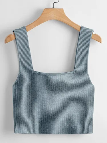 Vista 2 de Verdusa Camiseta corta sin mangas con cuello cuadrado para mujer