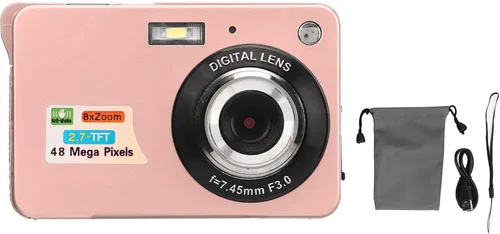 Vista 6 de Cámara digital, 48MP 2.7in LCD 4K Vlogging Cámara para disparar (rosa)