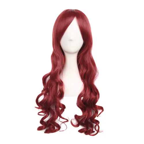 Vista 3 de Peluca MapofBeauty Lolita para disfraz cabello largo rizado con coleta Rojo Bronce