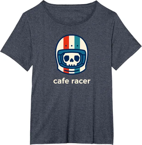 Vista 67 de Cafe Racer Moda Simple Casco Diseño Motocicleta Camiseta Negro
