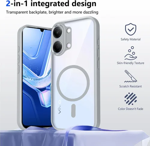 Vista 421 de Funda magnética transparente compatible con Xiaomi 17T, color negro 2 en 1 PC + TPU cubierta de teléfono a prueba de golpes, carcasa protectora
