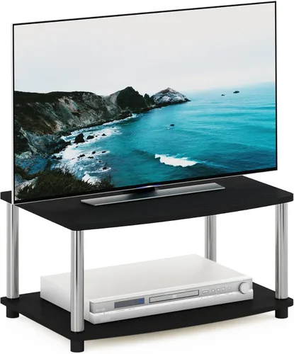 Vista 16 de Furinno Turn-N-Tube Soporte de TV, centro de entretenimiento de esquina de 3 niveles con estantes abiertos, consola de TV sin herramientas para TV
