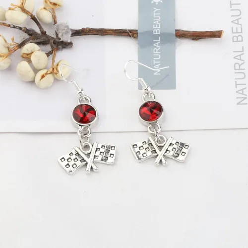 Vista 2 de Pulsera de banderas de carreras de regalo de corredor, aretes de bandera a cuadros, joyería para el día de la carrera, para carreras de automóviles