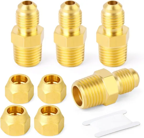 Vista 12 de GASHER Adaptador de codo de montaje de tubo de latón de 1/2 pulgada flare x 1/2 pulgada NPT macho Pipe