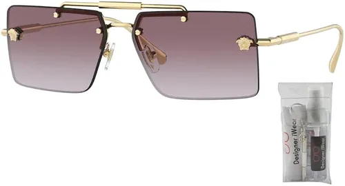 Vista 2 de Versace VE2245 Rectangle Sunglasses for Women BUNDLE With Designer iWear Complimentary Eyewear Kit
