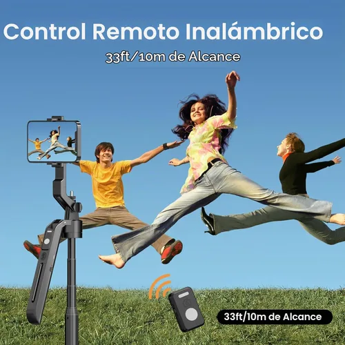 Vista 6 de Trípode para selfie de seguimiento automático de 70.9 pulgadas para iPhone y Android con luces, sin aplicación, trípode de rotación de 360° que